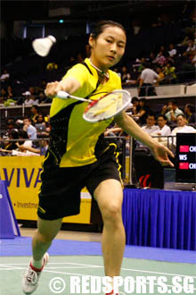 Second seed Wang Yihan upset by compatriot Jiang Yan Jiao in the quarter-final of the Singapore Badminton Open