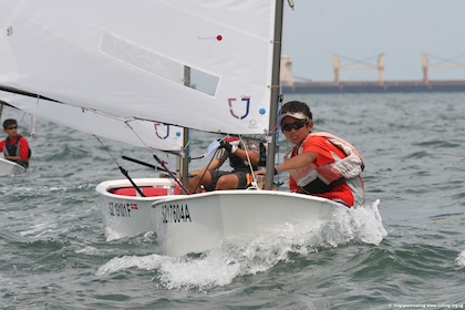 Sailors Kimberly Lim and Andrew Tan in the medals at NZ Optimist ...