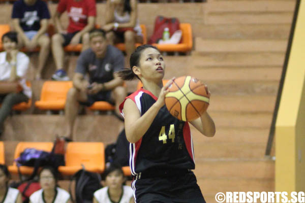 Ng Shi Mei (NYP #44) going for a lay-up after breaking off on a fast break. She had a team high of 16 points.