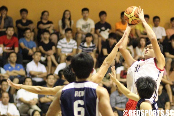 Teo Chun Hoe (NTU #31) takes a jump shot. He finished with 3 points on the night.