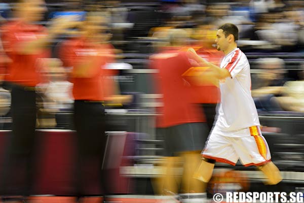 Philip Morrison (Slingers #15) enters the court during the pre-match introductions. Morrison had 17 points to his name.