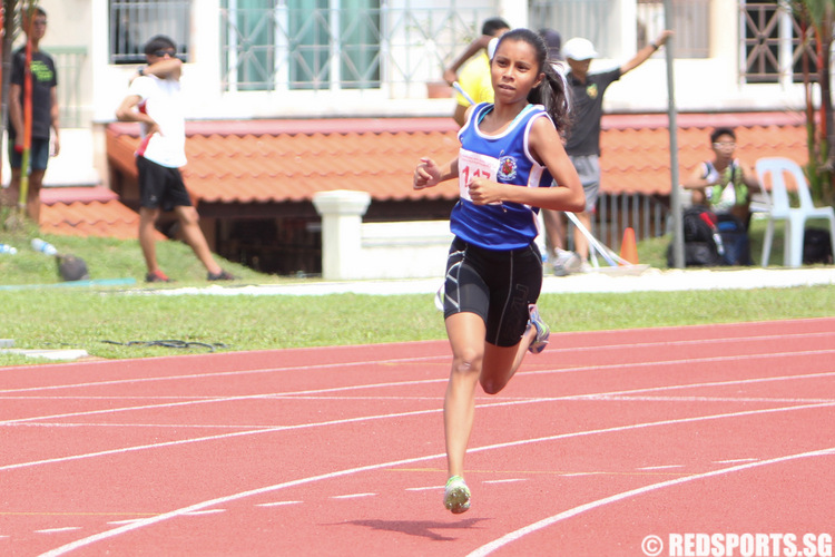 Amirah Aljunied of CHIJ (Toa Payoh) finished second with a timing of 1:01.26.