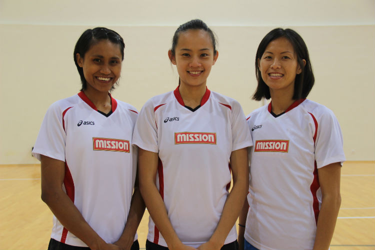 Micky Lin Qingyi (centre) will lead the team at the Nations Cup as captain. Nurul Baizura (left) and Chen Huifen (right) will support as co-vice captains. 