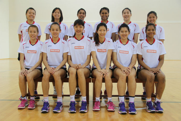 Top row (from left to right): Anna Soo, Chen Huifen (co-vice captain), Premila Hirubalan, Nurul Baizura (co-vice captain), Ang Shiqi, and Kimberly Lim. Front row (from left to right): Pamela Liew, Lin Qingyi (captain), Chen Lili, Charmaine Soh, Natalie Long, and Nur Aqilah.  