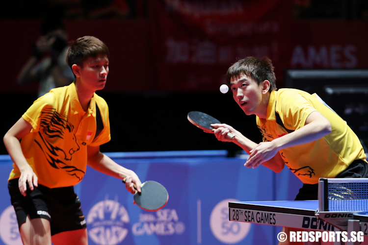 Chen Feng and Clarence Chew of Singapore lost to Tanviriyavechakul Padasak and Udomsilp Chanakarn of Thailand 4–3 (11–7, 11–8, 5–11, 3–11, 7–11, 11–9, 11–4) to come in third in the Men's Doubles event.