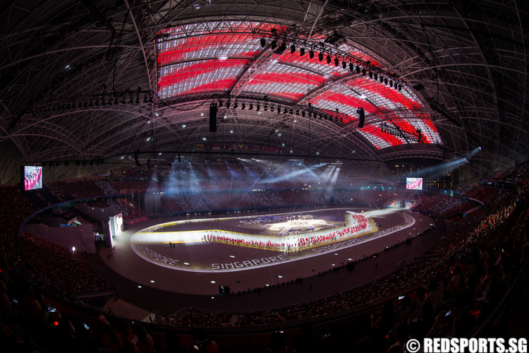 The Singapore athlete contingent marches past during the opening ceremony of the 28th Southeast Asian Games. (Photo © Lim Yong Teck/Red Sports)