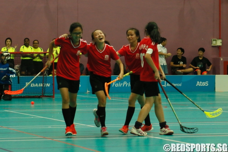 Holy Inoocents players celebrating after scoring a goal aginst River Valley. (Photo  © REDintern Chan Hua Zheng)