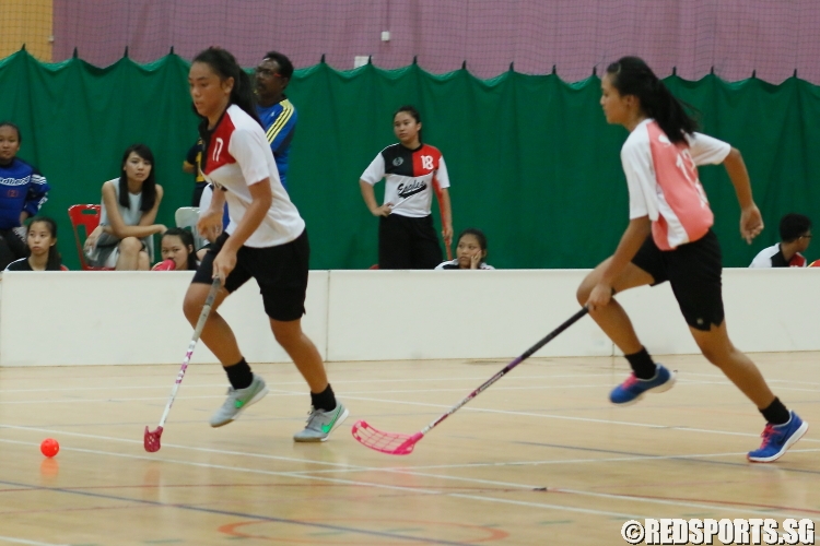 Sharifah Khaliesah Bte Syed H (EVS #17) dribbling past her defender. She had a game-high 4 goals in the victory. (Photo  © REDintern Chan Hua Zheng)