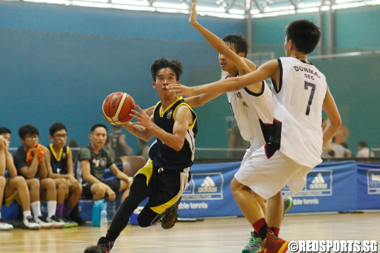 Wong Yi Jian (#6) drives into the paint.  (Photo 7 © Dylan Chua/Red Sports)