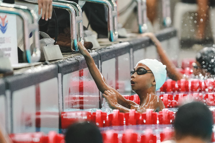 Marcus Choo after finishing the boys' 9-12 year old 200m IM. He finished first among the 9 year olds with a timing of 2:50.14. With his timing, he bests the meet record of 2:55.10. (Photo © Soh Jun Wei/Red Sports)