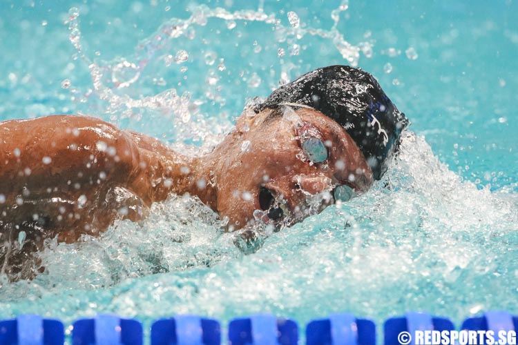 Benedict Boon swimming in the mens' 13 & over 400m freestyle prelims at the 47th Singapore National Age Group Swimming Championships. (Photo © Soh Jun Wei/Red Sports)