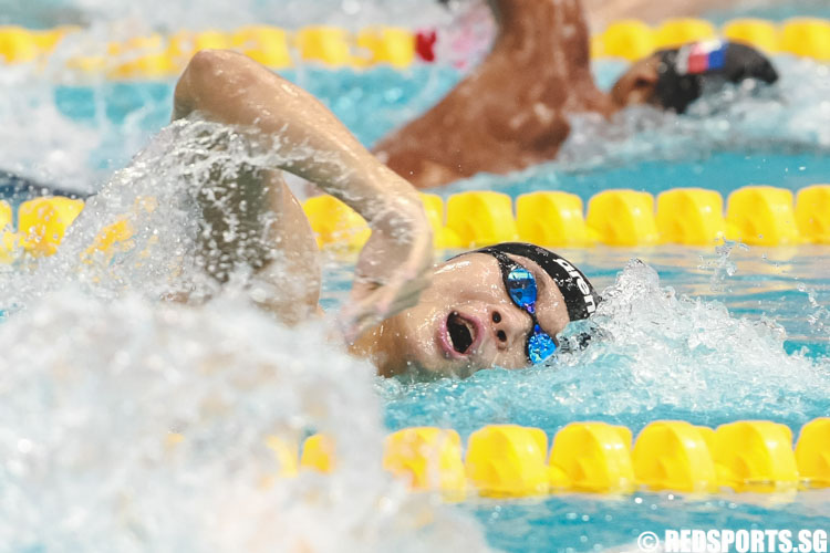 Pang Sheng Jun swimming in the mens' 13 & over 400m freestyle prelims at the 47th Singapore National Age Group Swimming Championships. (Photo © Soh Jun Wei/Red Sports)