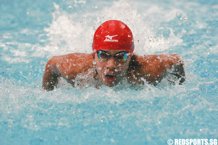 Kazuma Ninomiya in action in the mens' 13 and over 50m butterfly prelims at the 47th Singapore National Age Group Swimming Championships. (Photo © Soh Jun Wei/Red Sports)