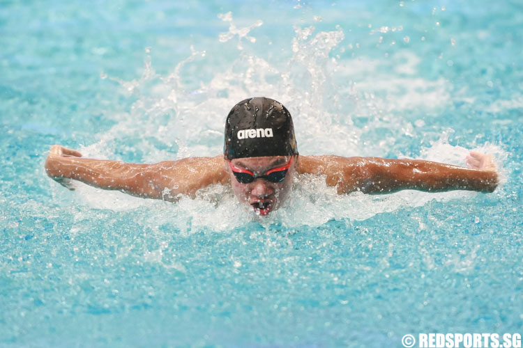 Soh Chai Jin in action in the mens' 13 and over 50m butterfly prelims at the 47th Singapore National Age Group Swimming Championships. (Photo © Soh Jun Wei/Red Sports)