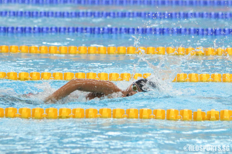 Ephraim Tan in action during his 400m freestyle event. He finished first among his 12 year old peers with a timing of 4:40.02. (Photo 8 © Chua Kai Yun/Red Sports)