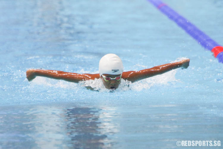 Raju Ashvin in action during the boys 400m IM at the 47th Singapore National Age Group Swimming Championships. He finished third in the 11 Year Old 400m IM with a timing 5:47.07. (Photo 6 © Chua Kai Yun/Red Sports)