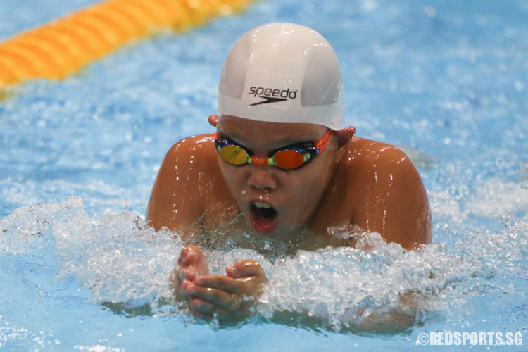 Terence Ong in action during the boys 400m IM at the 47th Singapore National Age Group Swimming Championships. He finished third in the 12 Year Old 400m IM with a timing 5:27.30. (Photo 5 © Chua Kai Yun/Red Sports)