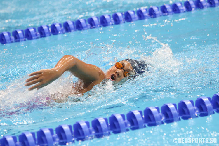 Gabriel Koo, 11, swims in the 1500m freestyle event. He finished eighth in the 11-12 age group with a timing of 19:24.98. (Photo 14 © Chua Kai Yun/Red Sports)