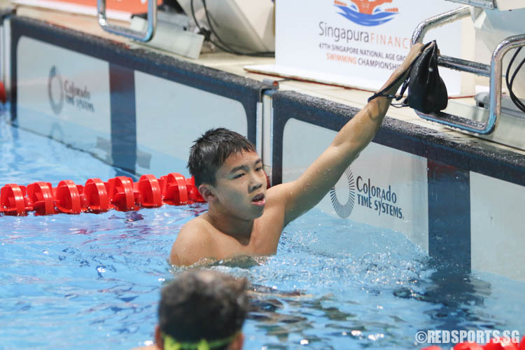 Jonathan Tan, reacts after his 1500m freestyle event. (Photo 17 © Chua Kai Yun/Red Sports)