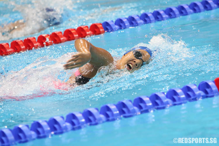 Ashley Lim, 11, in action during the women's 800m freestyle event at the 47th Singapore National Age Group Swimming Championships. She finished first in the 11-12 age group with a timing of 9:45.79.(Photo 11 © Chua Kai Yun/Red Sports)