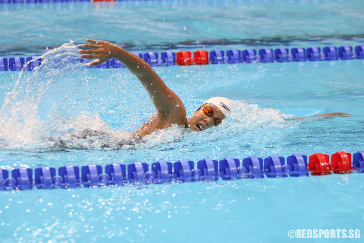 Clydi Chan, 12, in action during her 800m freestyle event. She finished second in the 11-12 age group with a timing of 9:47.17. (Photo 14 © Chua Kai Yun/Red Sports)