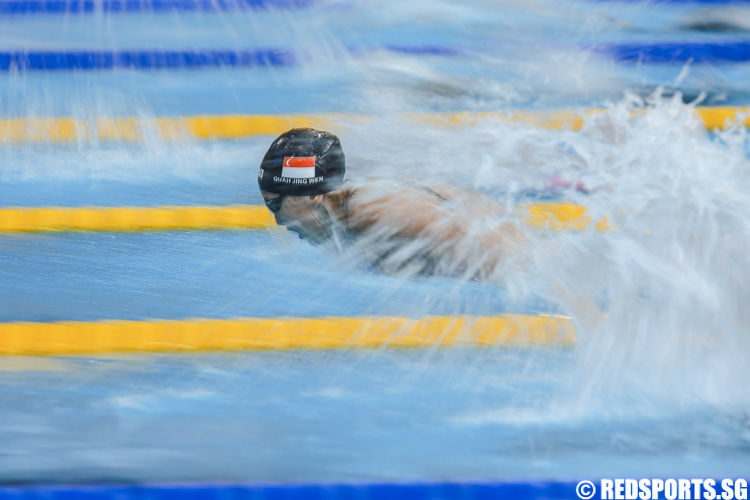 Quah Jing Wen swimming the butterfly in her women's 13 and over 200m IM prelims at the 47th Singapore National Age Group Swimming Championships. (Photo © Soh Jun Wei/Red Sports)