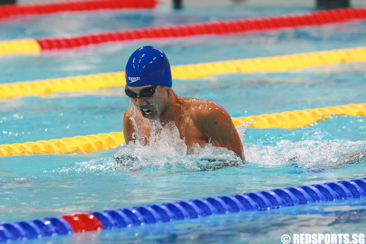 Daryl Tan swimming in his 100m breaststroke 15 and over 'C' finals at the 47th Singapore National Age Group Swimming Championships. (Photo © Soh Jun Wei/Red Sports)