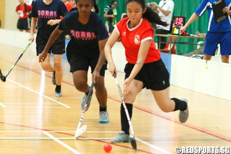 A St Margeret's player dribbles past her defender. (Photo  © Chan Hua Zheng/Red Sports)