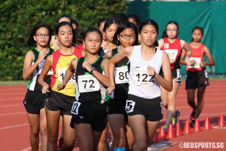 Athletes starting their 3000m walk event at the 57th National Inter-School Track & Field Championships. (Photo © Chua Kai Yun/Red Sports)