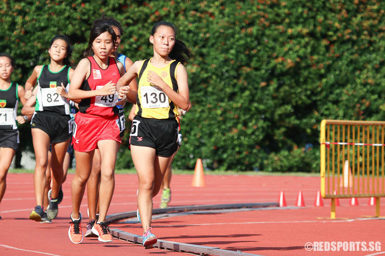 Audrey Tey (#130, VJC) came in 11th with a timing of 13:30.34. (Photo © Chua Kai Yun/Red Sports)