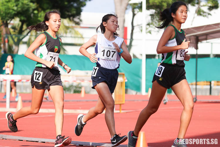 Jiang Jing (#107, SAJC) in action. She finished 9th with a timing of  12:59.56. (Photo © Chua Kai Yun/Red Sports)