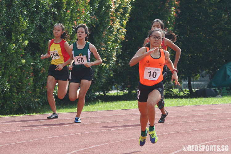 Celeste Goh (#10) of Singapore Sports School takes second place with a timing of 01:01.72. (Photo © Chua Kai Yun/Red Sports)