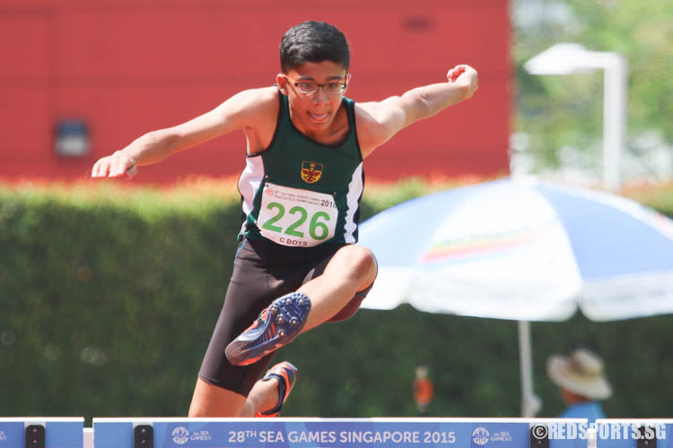 Shabbir Adnan Shakir (#226) of RI clocked a timing of 17.02, finishing seventh. (Photo © Chua Kai Yun/Red Sports)