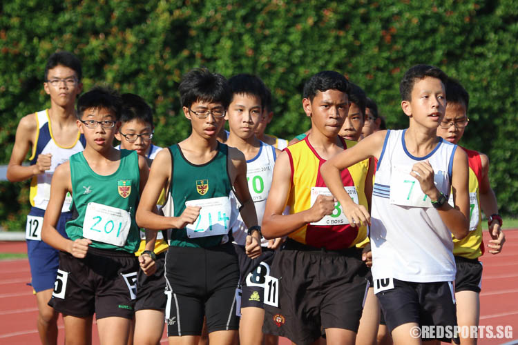 Athletes starting their 1500m walk event at the 57th National Inter-School Track & Field Championships 2016. (Photo © Chua Kai Yun/Red Sports)