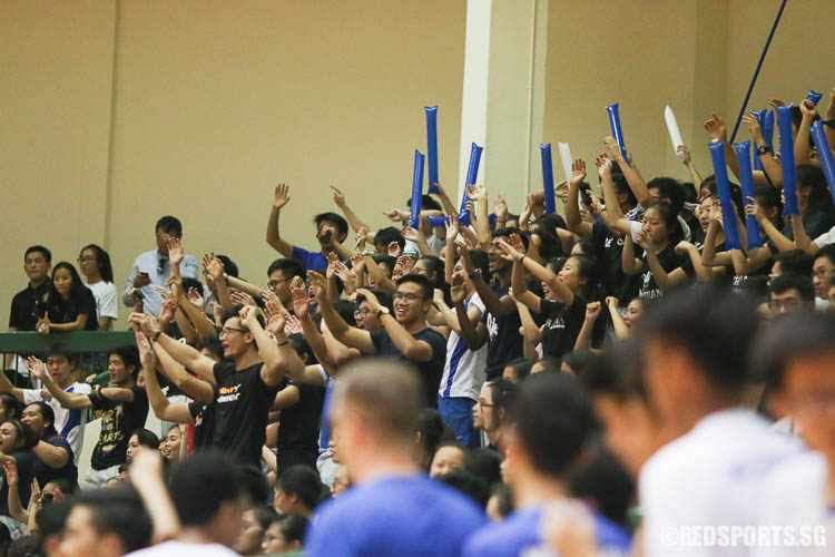 MJC supporters cheer in jubilation after Janus' goal. (Photo © Chua Kai Yun/Red Sports)