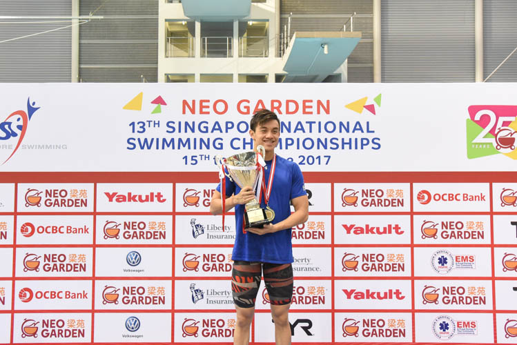 Darren Lim finished first in the men's 100m freestyle final with a time of 49.93s on the second day of the 13th Singapore National Swimming Championship. (Photo © Stefanus Ian/Red Sports)