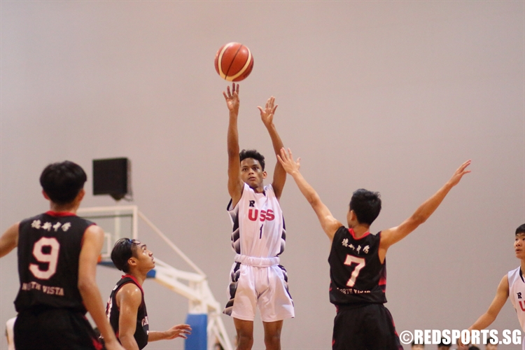 Melvin Chua (US #1) rises for a three-pointer. (Photo 10  © Dylan Chua/Red Sports)