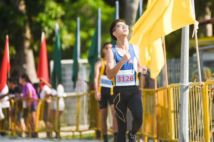 Guangyang Secondary's Goh Zhi Peng (#3126) finished 12th in the Boys’ B Division cross country race with a time of 17:50.0. (Photo 1 © Iman Hashim/Red Sports)