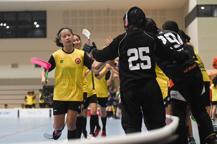 VJC celebrate with their bench after the equaliser. (Photo 1 © Iman Hashim/Red Sports)