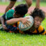 Independent's Elliot Ng (AC #15) attempts to score a try in the semi-final as Anglo-Chinese School (Independent) beat Raffles Institution 67-3 (Photo 1 © Bryan Foo/Red Sports)