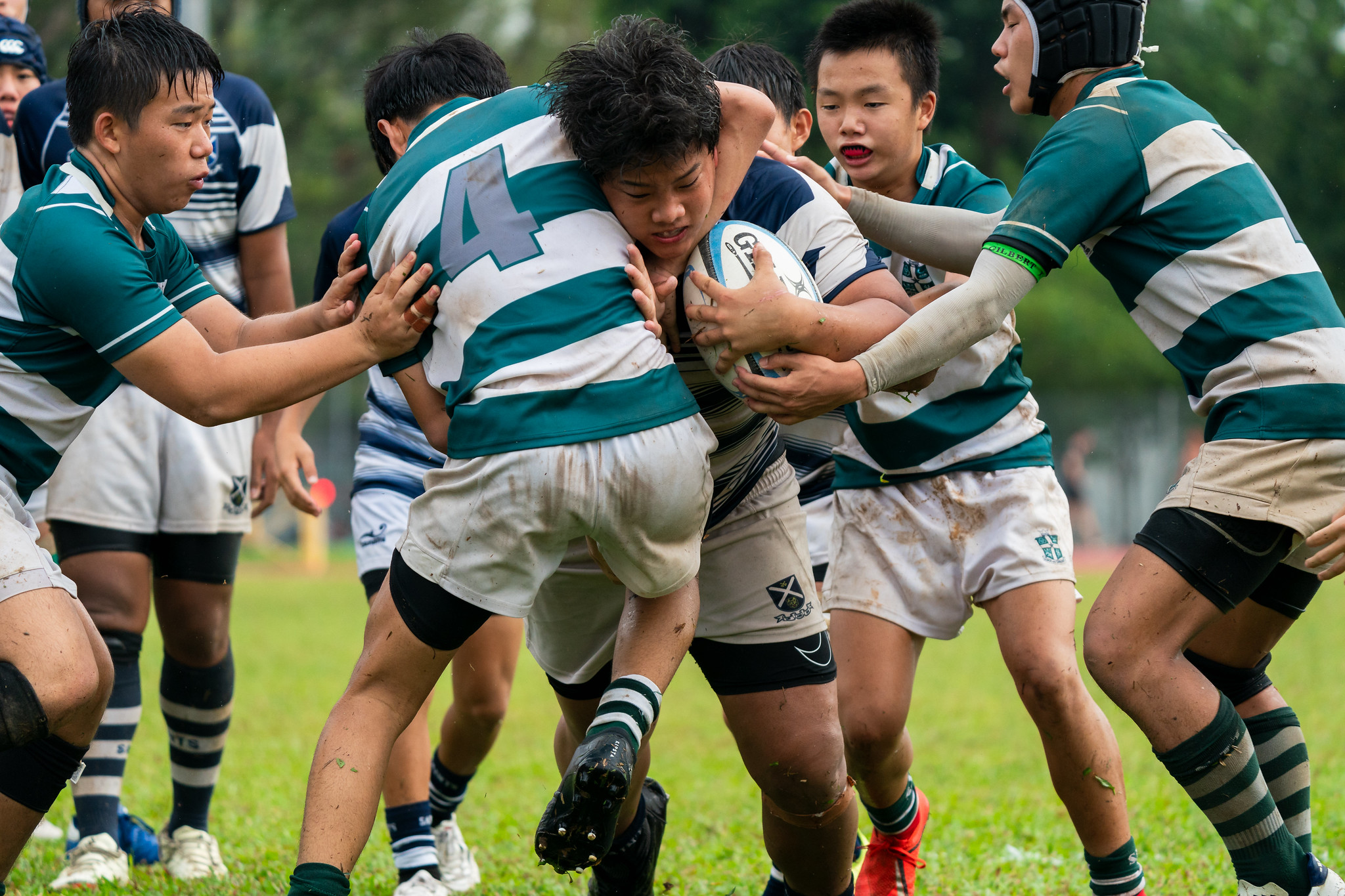 Javier Chen (SA #30) scores a try. (Photo 9 © Bryan Foo/Red Sports)