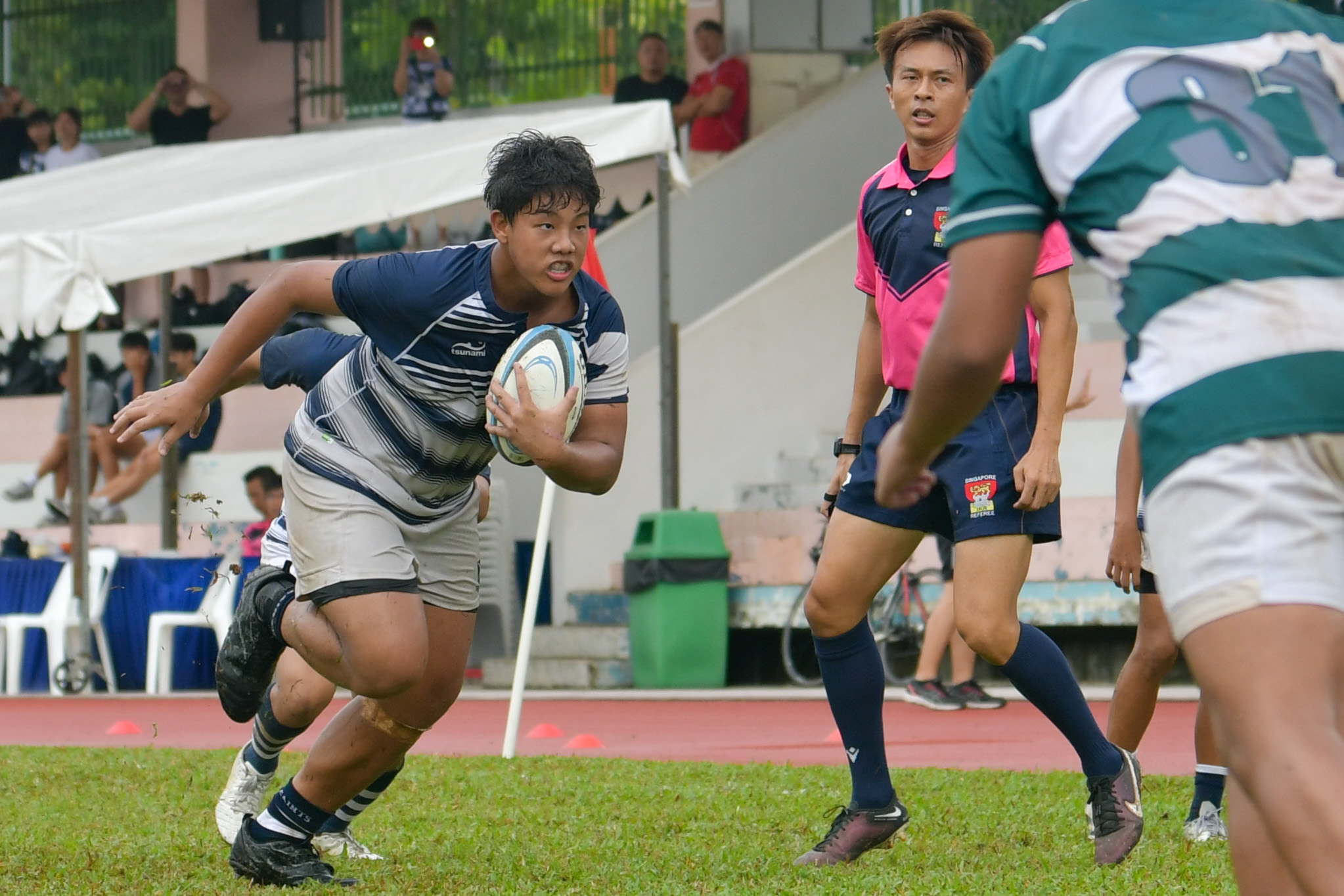 Javier Chen (SA #30) scores a try. (Photo X © Joash Chow/Red Sports)